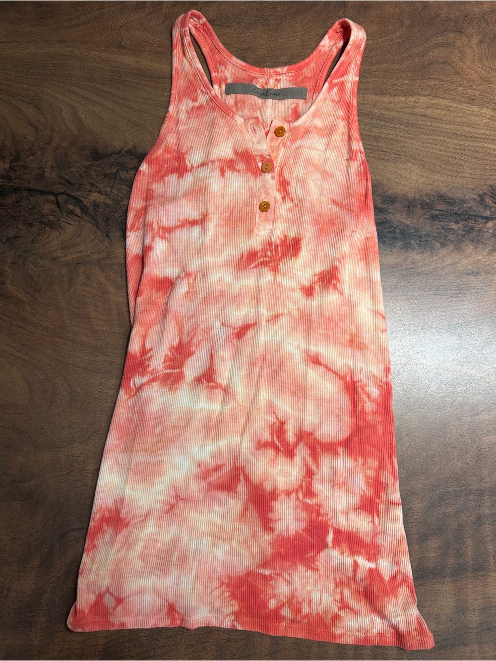 Enza Costa Silk Henley Rib Tank in Cayenne Ionic